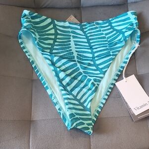 Vitamin A Teal and Aqua Leaf Bikini Bottom